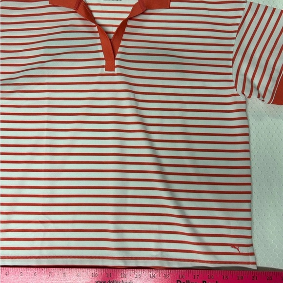 Puma Women's Everyday Striped White Glow/Salmon Pique Polo Shirt Multiple Sizes - Picture 9 of 16